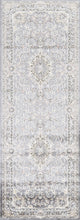 Grey Floral Medallion Transitional Turkish Rug Oriental Carpet 3x10