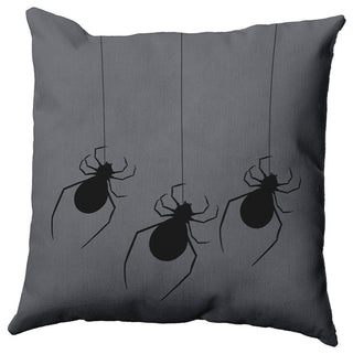 18"x18" Hanging Spiders Decorative Throw Pillow, Steel Gray