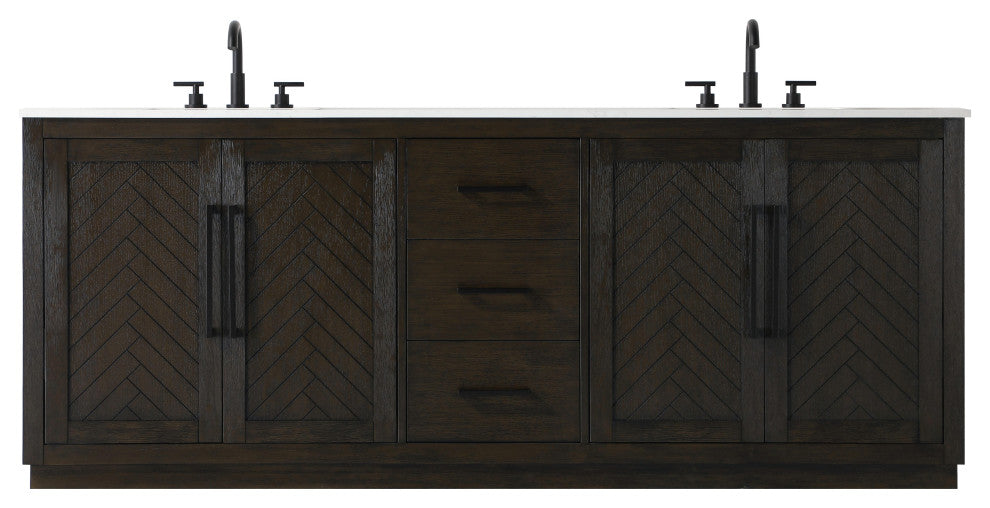Home Living 84" Double Bathroom Vanity, Chocolate Oak