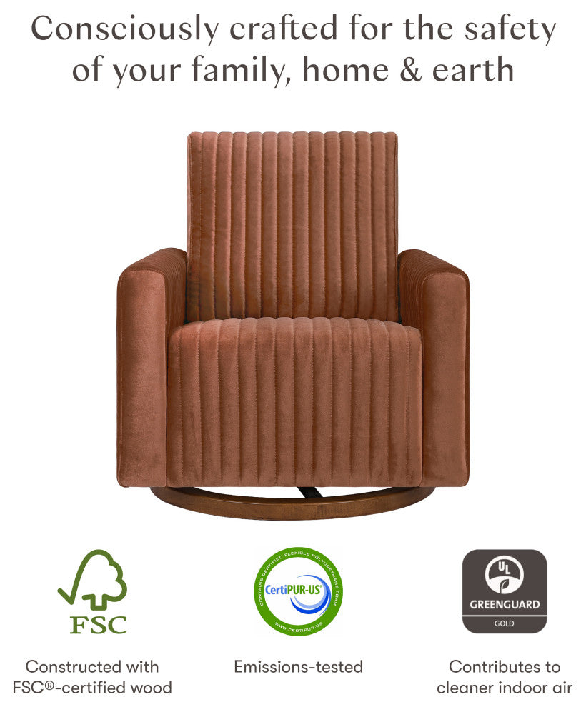 Poe Channeled Swivel Glider, Water Repellent and Stain Resistant, Rust Velvet