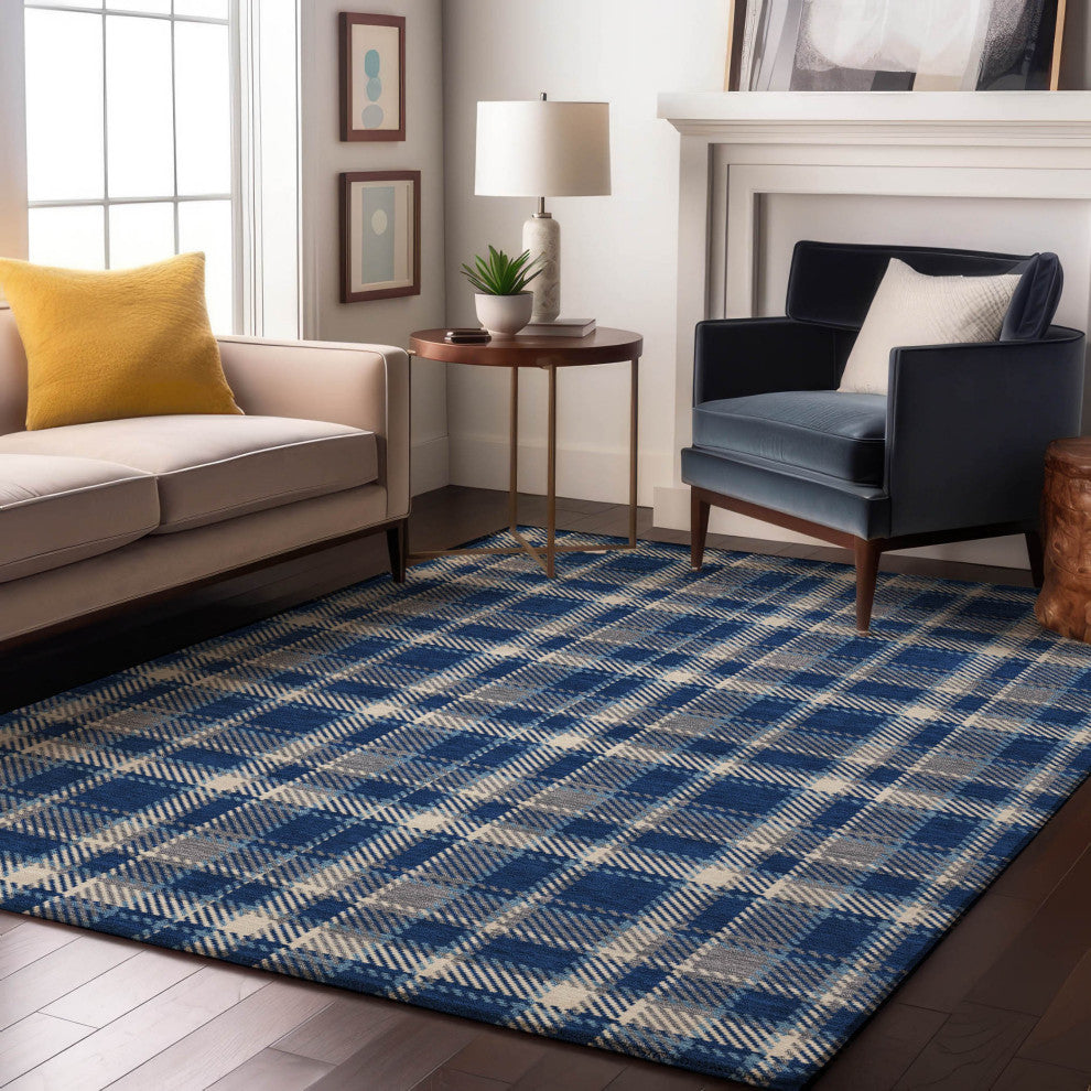 Premium Machine Washable Mayfield AMF563 Navy 3' x 5' Rug