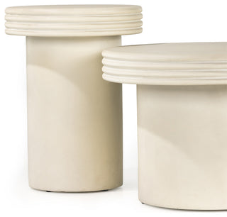 Grecia Outdoor End Table Set-White