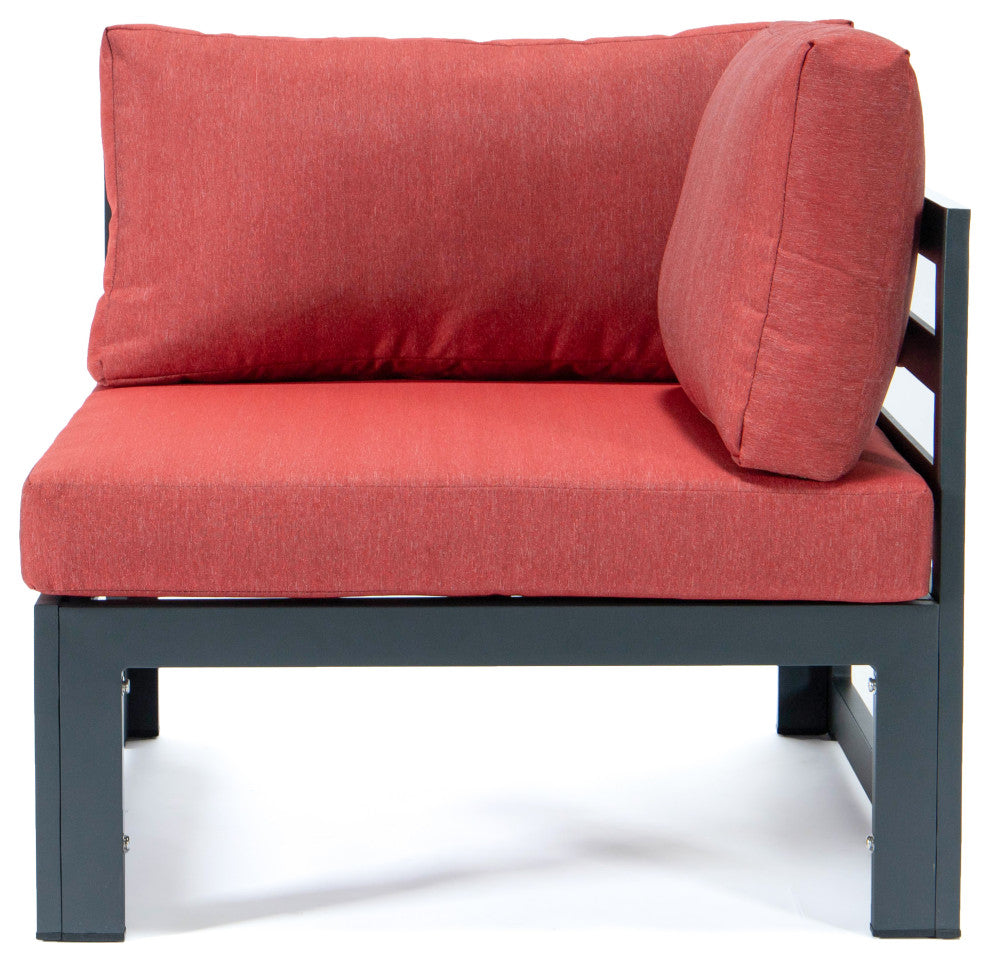 Chelsea 9-Piece Outdoor Patio Sectional With Coffee Table Set, Red