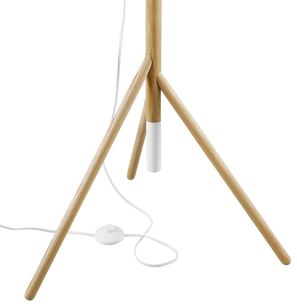 Floor Lamp Light, White Natural, Wood, Modern, Mid Century Bistro Hospitality