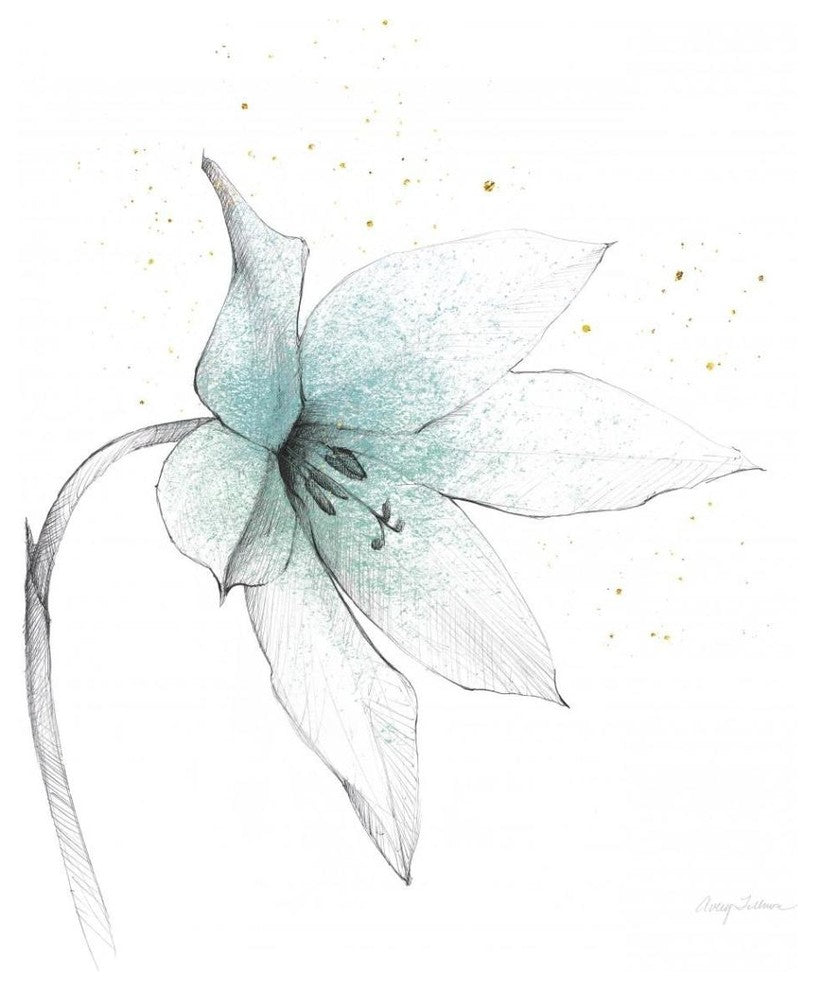 "Teal Graphite Flower VIII" Digital Paper Print by Avery Tillmon, 42"x42"