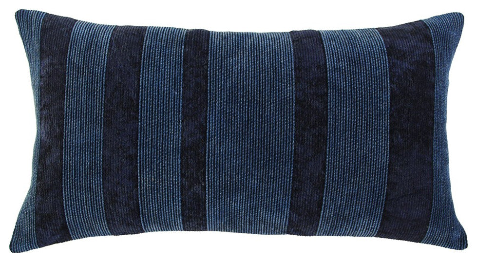 Navy Dimensional Stripe Modern Lumbar Pillow