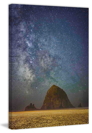 "Sparkling Skies Over Haystack Rock" Painting Print on Canvas