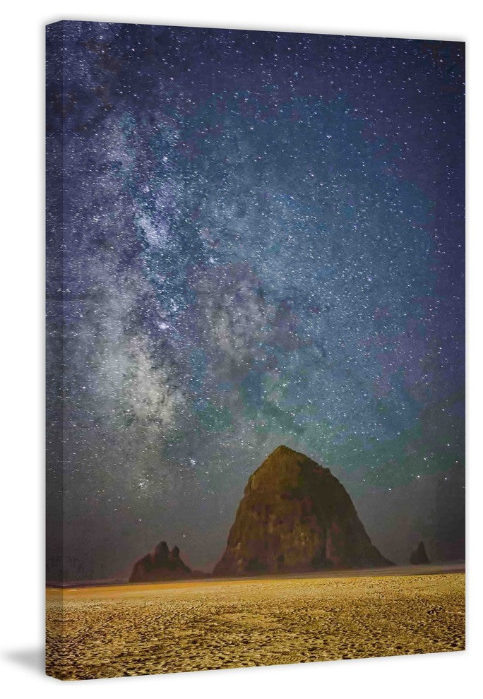 "Sparkling Skies Over Haystack Rock" Painting Print on Canvas