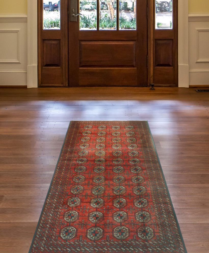 Vintage Distressed Dany Red/Black Runner, 3'11x7'8