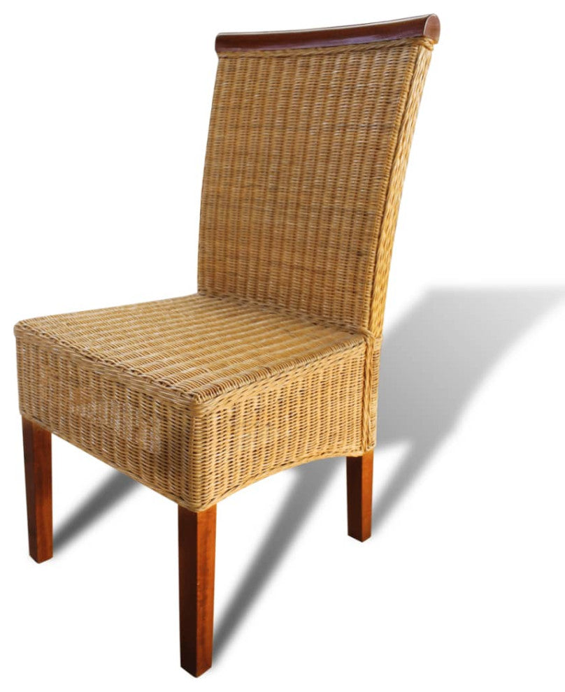 vidaXL Dining Chairs 6 pcs Brown Natural Rattan