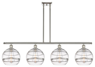 Ballston-Rochester 4-Light 49" Stem Island Light, Polished Nickel, Clear