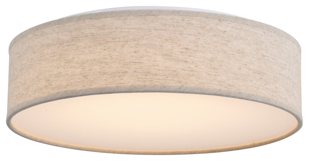 Nuvo 1-Light 15" LED Beige Fabric Flush Mount