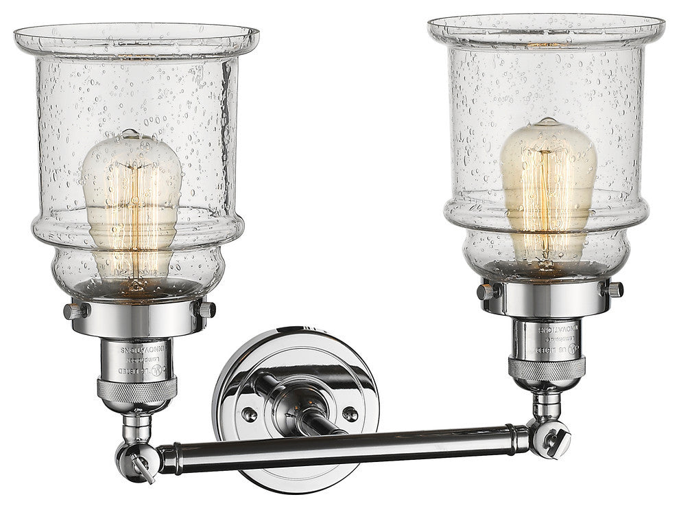 Canton 2-Light LED Bath Fixture, Polished Chrome, Glass: Seedy