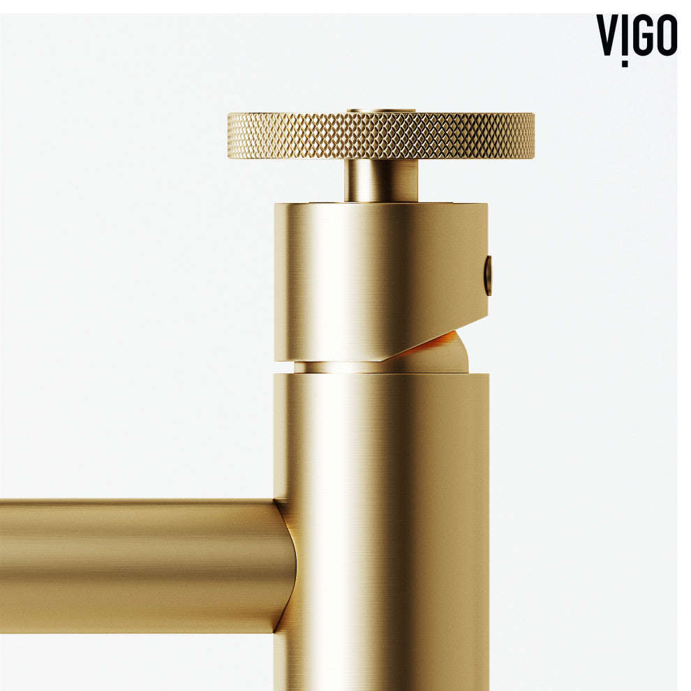 VIGO Cass 12" H Single Handle Single Hole Bathroom Vessel Faucet, Matte Brushed Gold