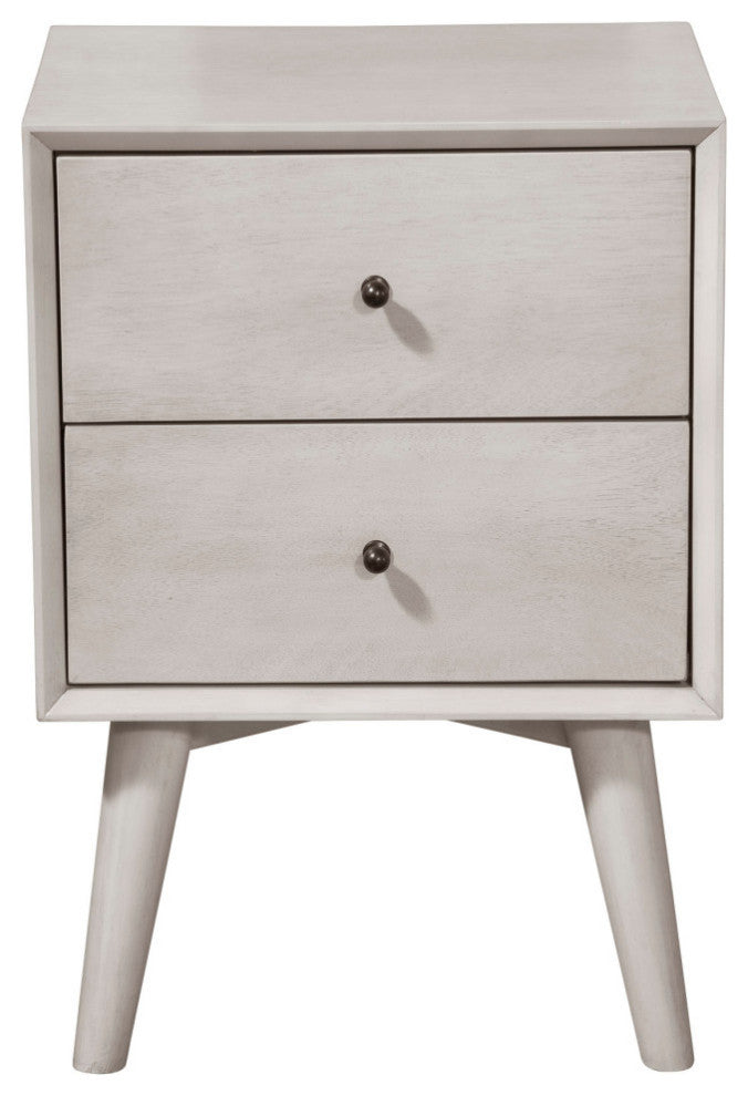 Flynn Mid Century Modern 2 Drawer Nightstand, Gray