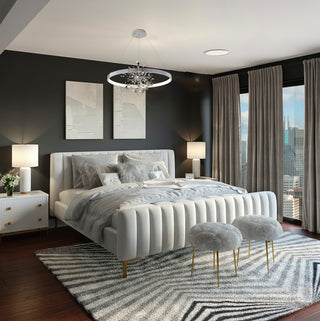 Stainless Steel LED Chandelier With Confetti Interior