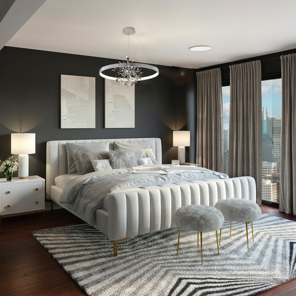 Stainless Steel LED Chandelier With Confetti Interior