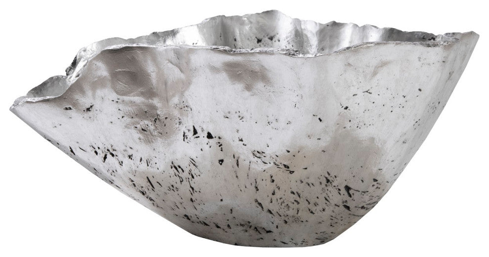 Cast Onyx Bowl, Silver Leaf, Large