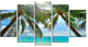 Palm Hanging over Sandy White Beach, Seashore Canvas Print, 60"x32", 5 Panels