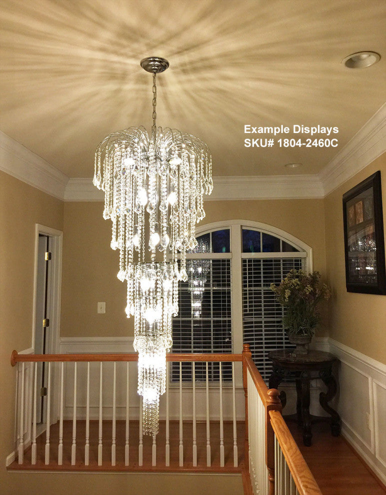 Artistry Lighting Falls Collection Hanging Crystal Chandelier 24x60, Chrome