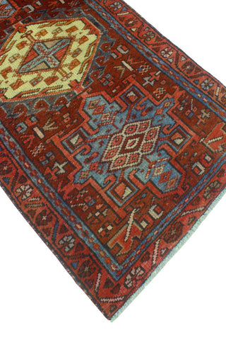 Fine Vintage Distressed Sanama Red/Blue-Grey Runner, 2'9 x 9'5