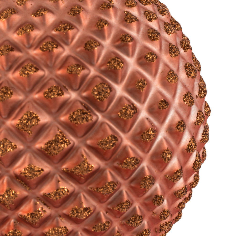 Vickerman N188571D 4" Coral Durian Glitter Ball Ornament, 6 Per Bag
