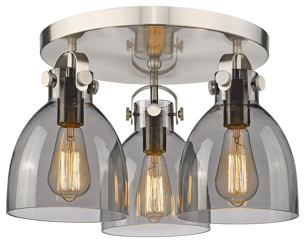 Innovations Newton Bell 3 18" Flush Mount Satin Nickel