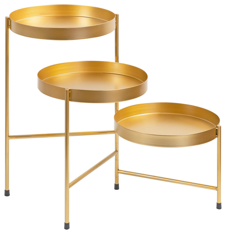 Finn Tiered Metal Plant Stand, Gold 13x13x22