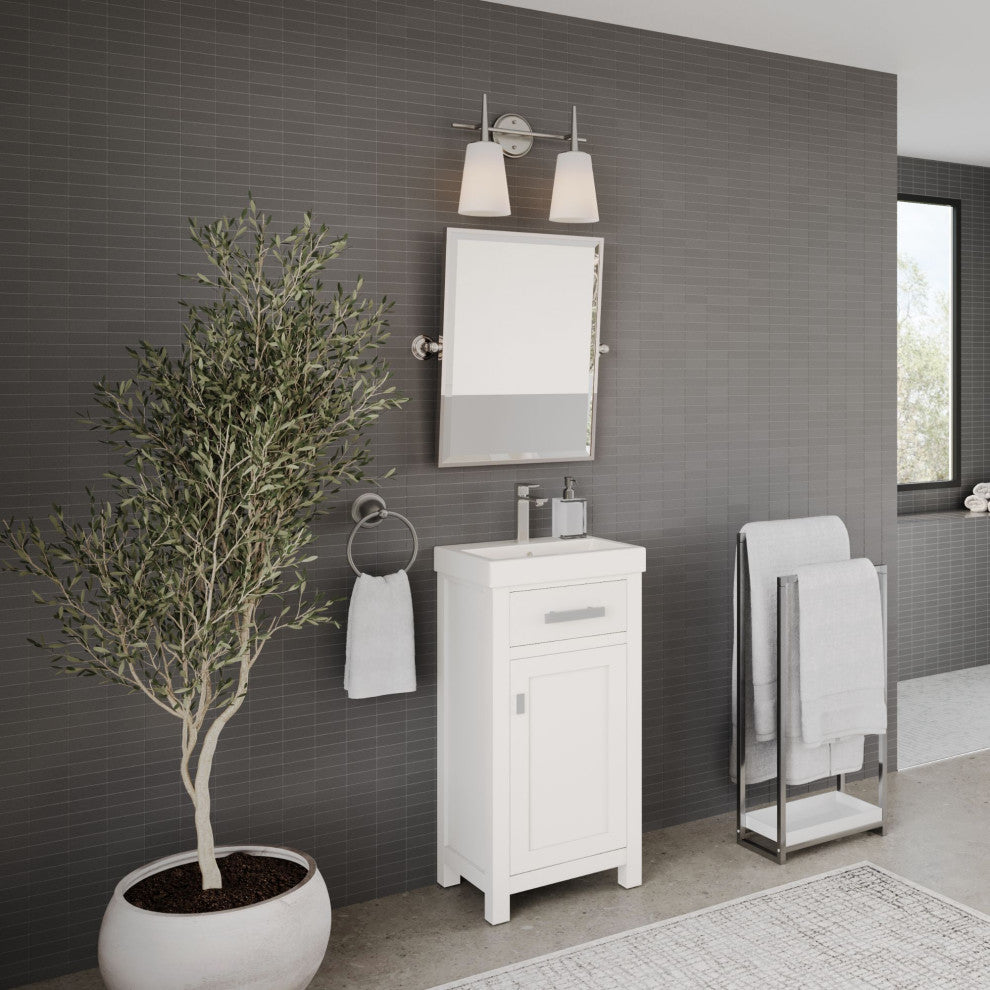 The Haven Bathroom Vanity, White, 18", Single Sink, Freestanding