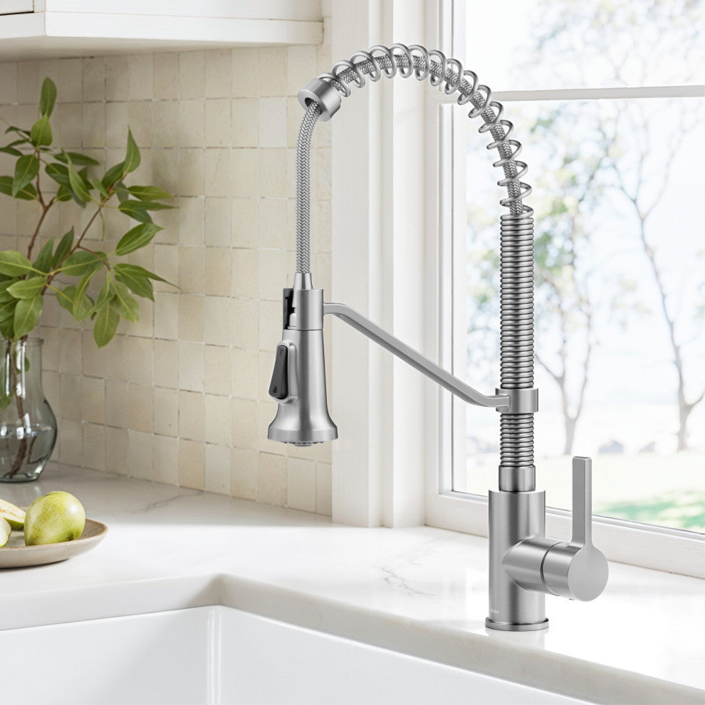 KRAUS Britt Commercial Style 2-Function 1-Handle Pull Down Kitchen Faucet SFS