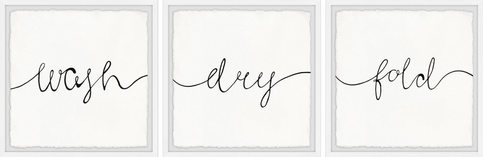 Cursive Laundry Triptych, 3-Piece Set, 12x12 Panels