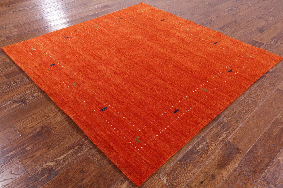 6' Square Persian Gabbeh Handmade Rug Q6980