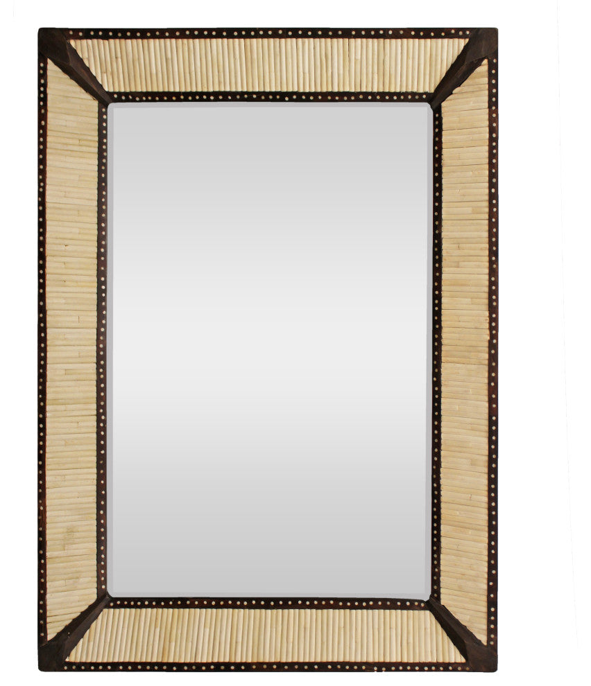 Orlando Vincent Metal Mirror with Bone Frame in Ivory