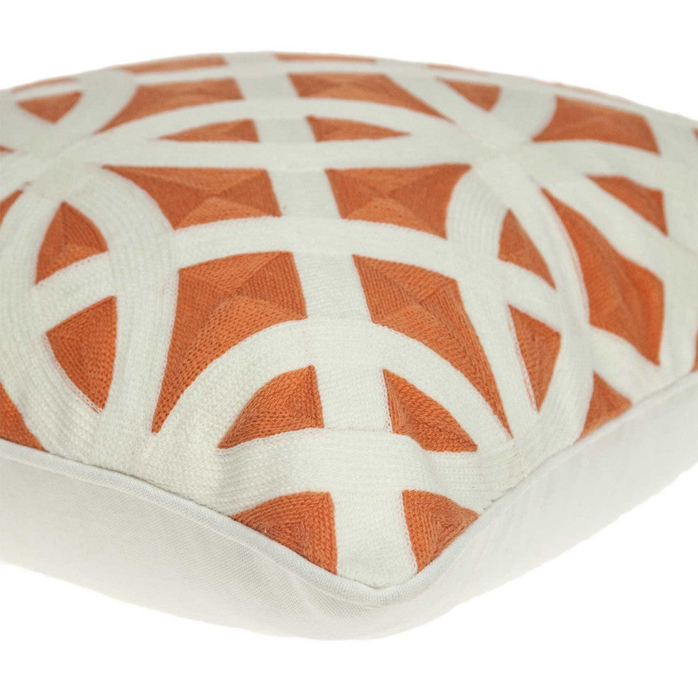 HomeRoots 20" x 7" x 20" Transitional Orange Pillow Cover With Poly Insert