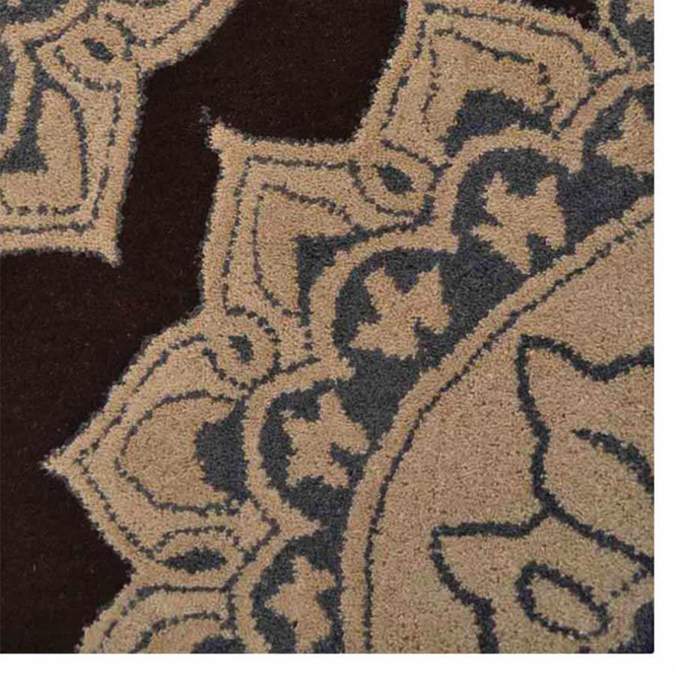 HAND TUFTED WOOL ECO-FRIENDLY AREA RUGS - Rectangle,Cream Brown,Floral