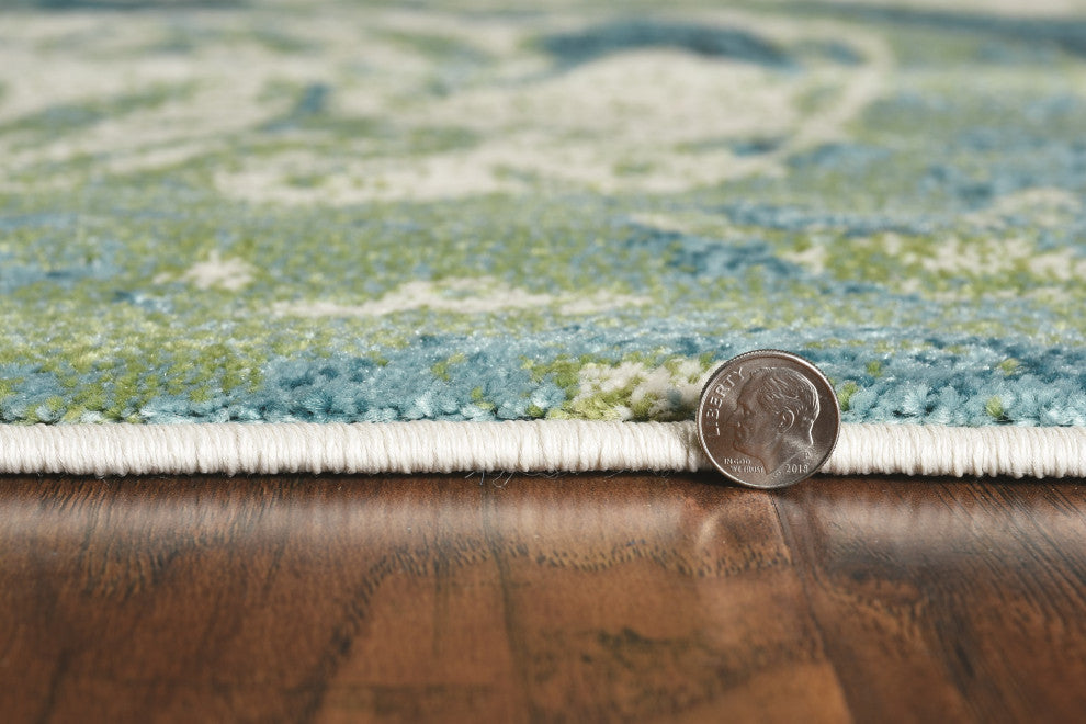 Watercolors Teal Geode Plush Area Rug, 3'3"x4'11"