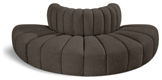 Arc Upholstered Outward Curved Modular Sectional, Brown, 4-Piece: Reverse Corner (4), Boucle Fabric