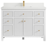Sonoma 48 Single Sink Reeded Bath Vanity in White 2" White Quartz