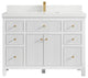 Sonoma 48 Single Sink Reeded Bath Vanity in White 2" White Quartz