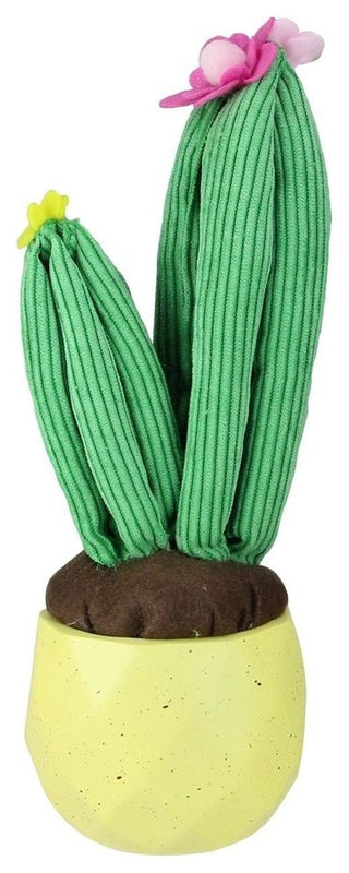 10.5" Artificial Plush Dual Cactus, Yellow Pot Table Top Decoration