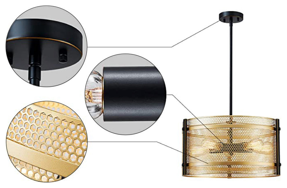 Gold Chandelier Light Fixture 5-Light Pendant Light Modern Living Room Light