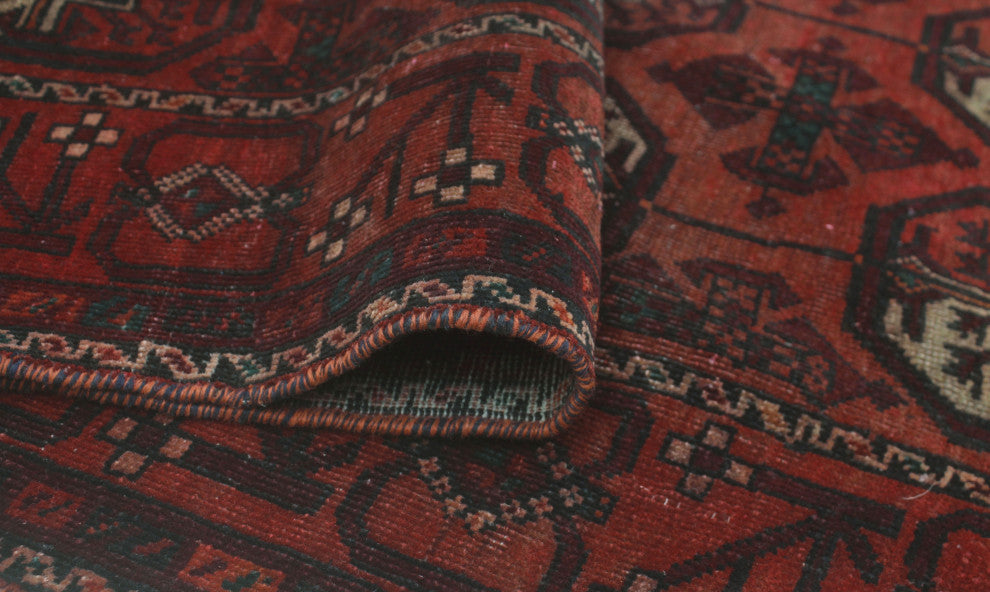 Vintage Distressed Adalia Red/Burgundy Rug, 3'6x6'10