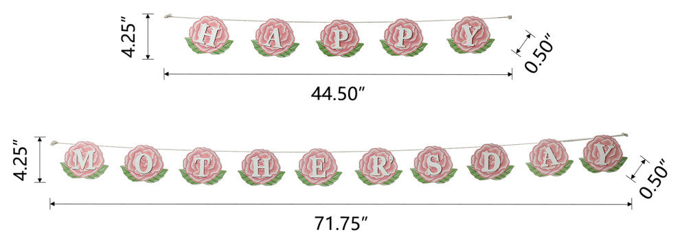 Happy Mothers Day Wooden Garland, 2-Piece Set