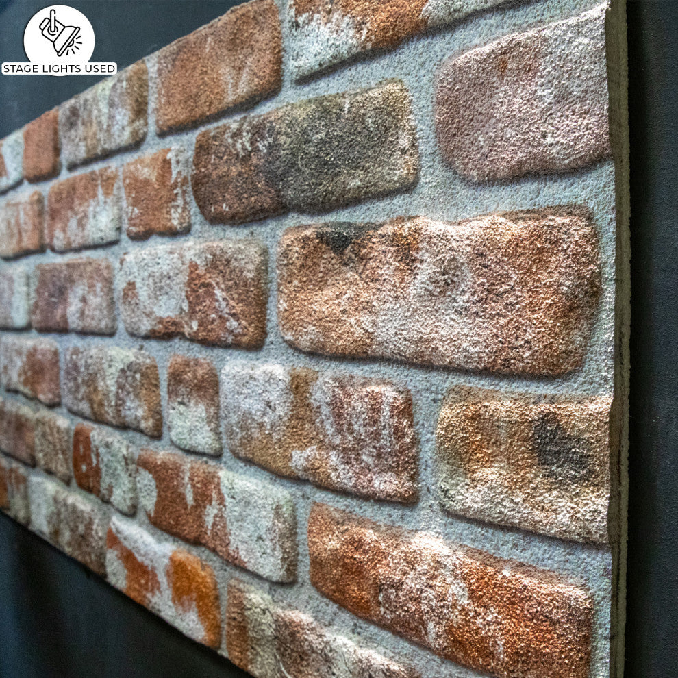 Faux Brick  3D Wall Panels, Red Gray Brown, Set of 10, Covers 53 sq ft