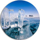 Blue Ice And Off-Road Cars, Landscape Round Wall Art, 23"