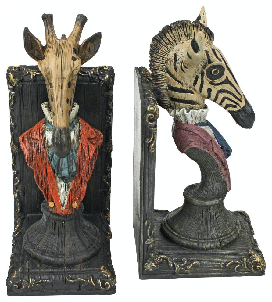 Serengeti Soiree Giraffe and Zebra Bookends