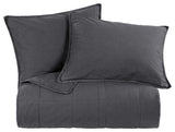 Stonewashed Cotton Canvas Coverlet Set, 3 Piece, Charcoal, Full/Queen