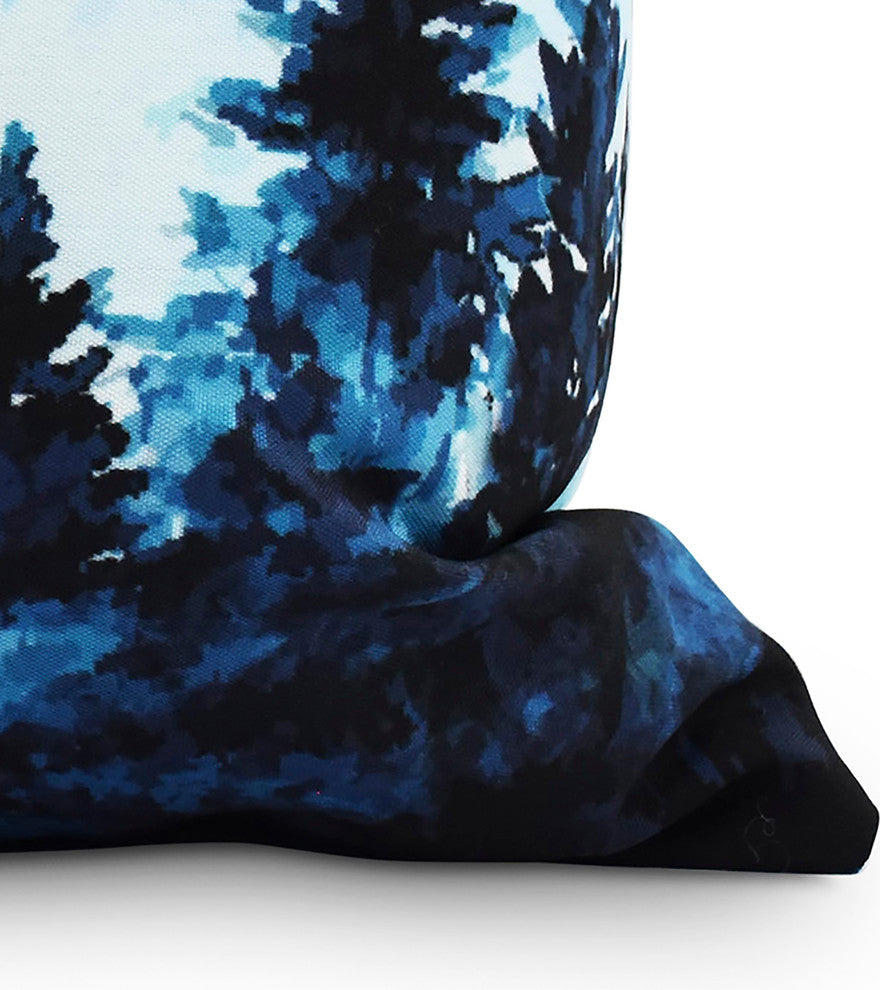 Winter Scene Blue Holiday Print Decorative Outdoor Throw Pillow, 18"