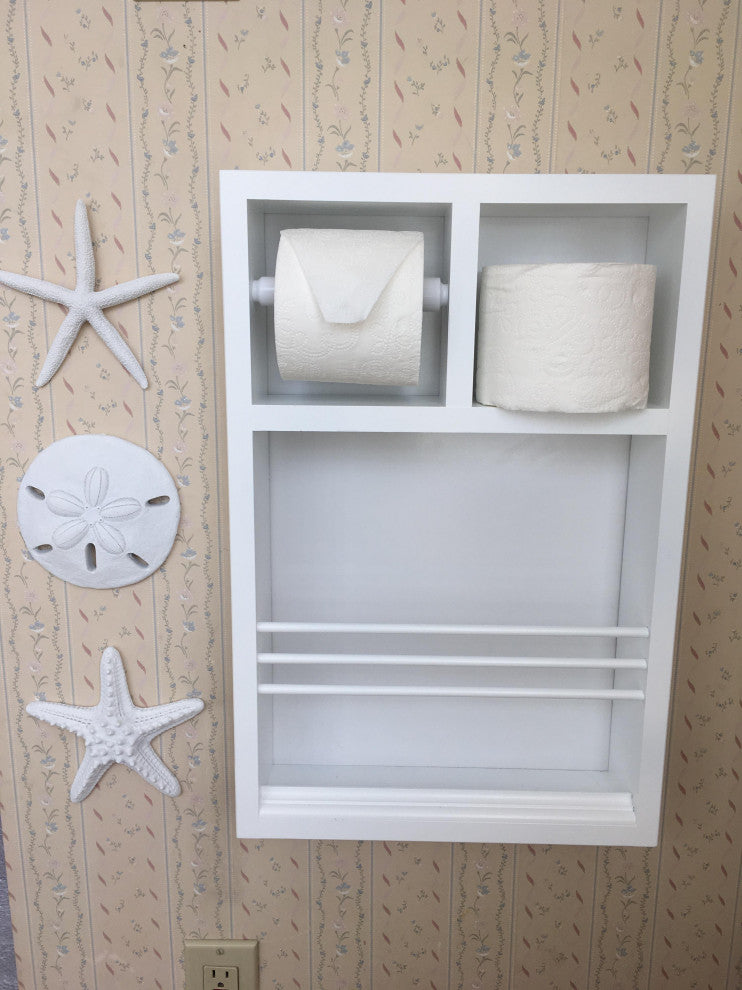 Montclair Combination Toilet Paper Holder On the Wall Magazine Rack, Unfinished