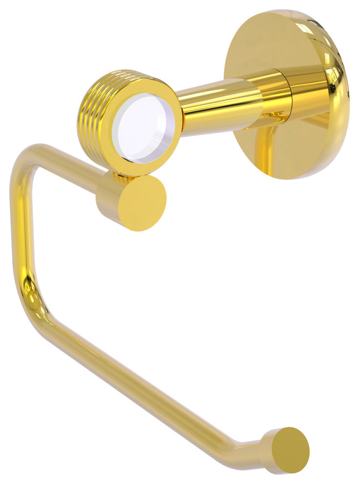 Clearview Euro Style Toilet Tissue Holder with Groovy Accents, Polished Brass